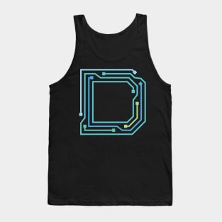 Alphabet D Circuit Typography Design Tank Top